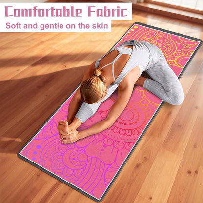 Yoga Towel,Absorbent Yoga Mat Towel for Hot Yoga Non Slip,Stylish Prints,Ideal for Workouts,Hot Yoga,Bikram,Pilates Equipment,72 x 27 in,Gradient Mandala