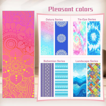 Yoga Towel,Absorbent Yoga Mat Towel for Hot Yoga Non Slip,Stylish Prints,Ideal for Workouts,Hot Yoga,Bikram,Pilates Equipment,72 x 27 in,Gradient Mandala