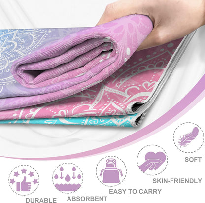 Yoga Towel,Absorbent Yoga Mat Towel for Hot Yoga Non Slip,Stylish Prints,Ideal for Workouts,Hot Yoga,Bikram,Pilates Equipment,72 x 27 in,Gradient Mandala