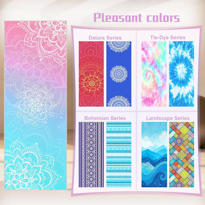 Yoga Towel,Absorbent Yoga Mat Towel for Hot Yoga Non Slip,Stylish Prints,Ideal for Workouts,Hot Yoga,Bikram,Pilates Equipment,72 x 27 in,Gradient Mandala