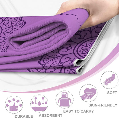 Yoga Towel,Absorbent Yoga Mat Towel for Hot Yoga Non Slip,Stylish Prints,Ideal for Workouts,Hot Yoga,Bikram,Pilates Equipment,72 x 27 in,Gradient Mandala