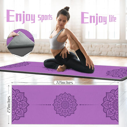 Yoga Towel,Absorbent Yoga Mat Towel for Hot Yoga Non Slip,Stylish Prints,Ideal for Workouts,Hot Yoga,Bikram,Pilates Equipment,72 x 27 in,Gradient Mandala