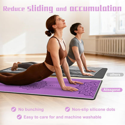 Yoga Towel,Absorbent Yoga Mat Towel for Hot Yoga Non Slip,Stylish Prints,Ideal for Workouts,Hot Yoga,Bikram,Pilates Equipment,72 x 27 in,Gradient Mandala