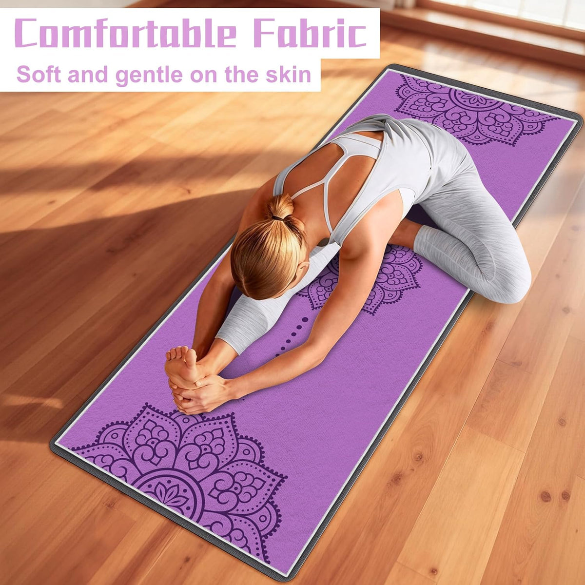 Yoga Towel,Absorbent Yoga Mat Towel for Hot Yoga Non Slip,Stylish Prints,Ideal for Workouts,Hot Yoga,Bikram,Pilates Equipment,72 x 27 in,Gradient Mandala