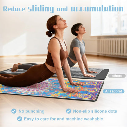Yoga Towel,Absorbent Yoga Mat Towel for Hot Yoga Non Slip,Stylish Prints,Ideal for Workouts,Hot Yoga,Bikram,Pilates Equipment,72 x 27 in,Gradient Mandala