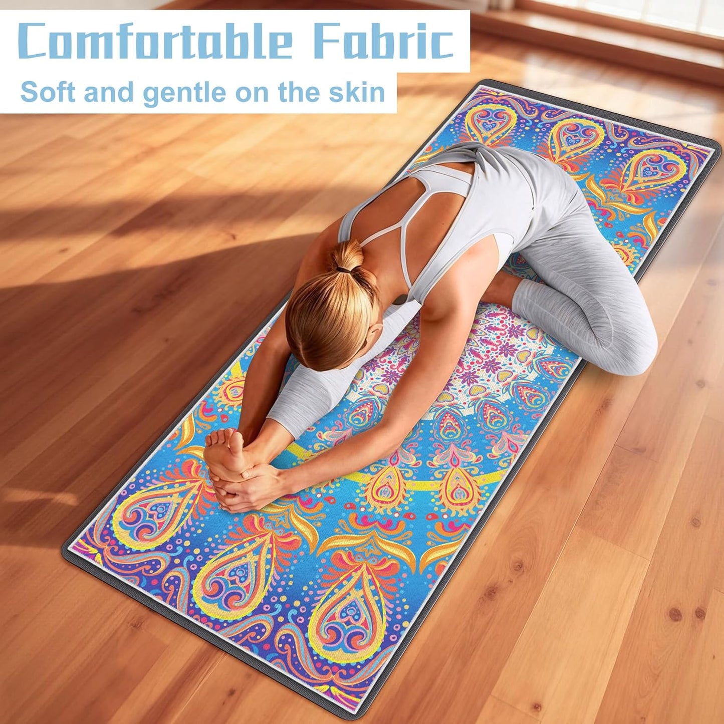 Yoga Towel,Absorbent Yoga Mat Towel for Hot Yoga Non Slip,Stylish Prints,Ideal for Workouts,Hot Yoga,Bikram,Pilates Equipment,72 x 27 in,Gradient Mandala
