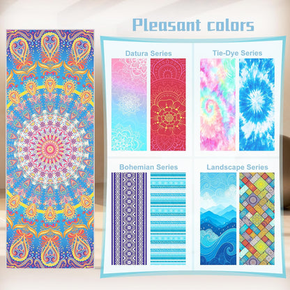 Yoga Towel,Absorbent Yoga Mat Towel for Hot Yoga Non Slip,Stylish Prints,Ideal for Workouts,Hot Yoga,Bikram,Pilates Equipment,72 x 27 in,Gradient Mandala