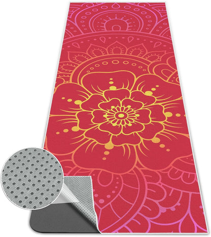 Yoga Towel,Absorbent Yoga Mat Towel for Hot Yoga Non Slip,Stylish Prints,Ideal for Workouts,Hot Yoga,Bikram,Pilates Equipment,72 x 27 in,Gradient Mandala