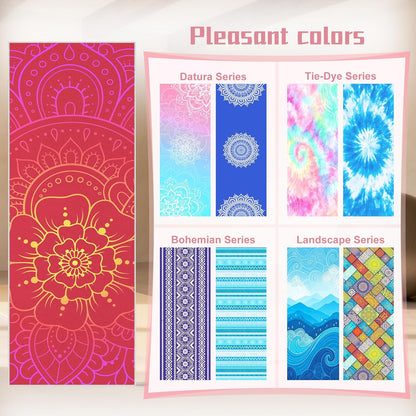 Yoga Towel,Absorbent Yoga Mat Towel for Hot Yoga Non Slip,Stylish Prints,Ideal for Workouts,Hot Yoga,Bikram,Pilates Equipment,72 x 27 in,Gradient Mandala