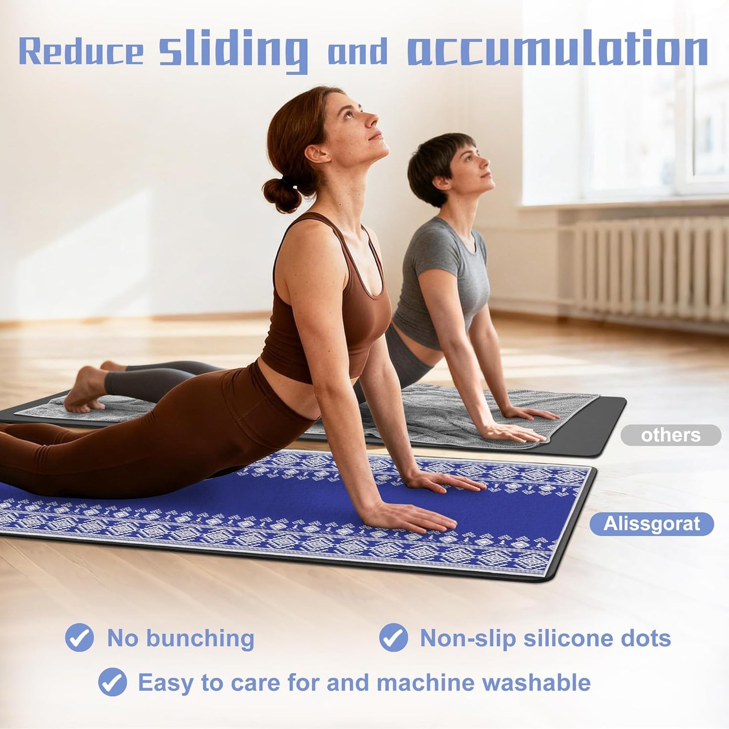 Yoga Towel,Absorbent Yoga Mat Towel for Hot Yoga Non Slip,Stylish Prints,Ideal for Workouts,Hot Yoga,Bikram,Pilates Equipment,72 x 27 in,Gradient Mandala