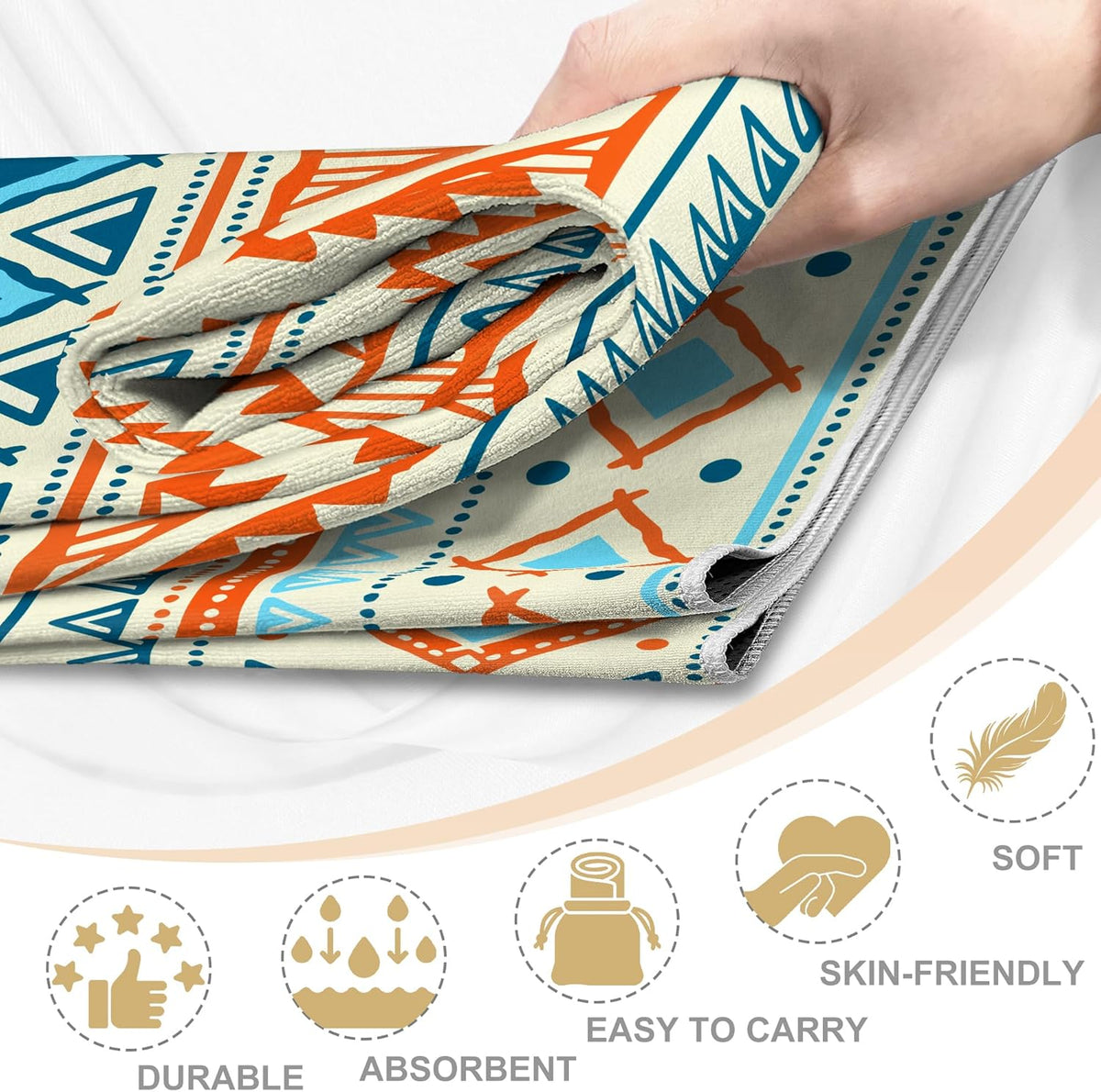 Yoga Towel,Absorbent Yoga Mat Towel for Hot Yoga Non Slip,Stylish Prints,Ideal for Workouts,Hot Yoga,Bikram,Pilates Equipment,72 x 27 in,Gradient Mandala