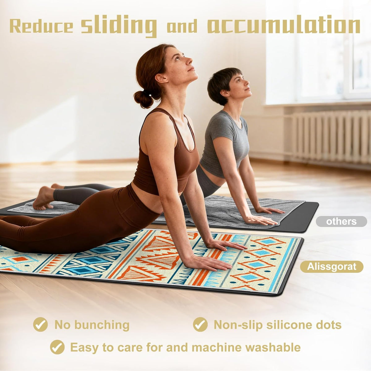 Yoga Towel,Absorbent Yoga Mat Towel for Hot Yoga Non Slip,Stylish Prints,Ideal for Workouts,Hot Yoga,Bikram,Pilates Equipment,72 x 27 in,Gradient Mandala