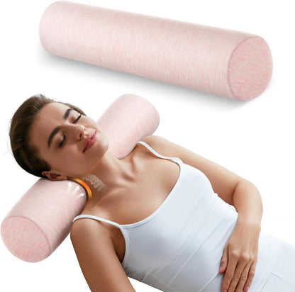 Memory Foam 4" Round Pillow, Cervical Neck Roll Pillow for Pain Relief