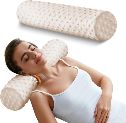 Memory Foam 4" Round Pillow, Cervical Neck Roll Pillow for Pain Relief