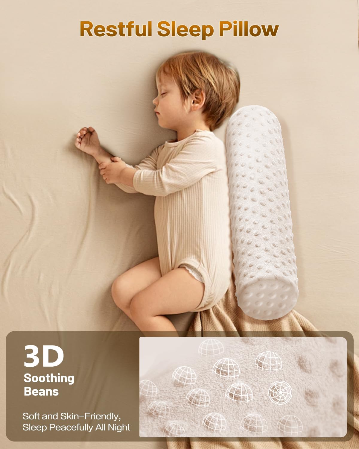 Memory Foam 4" Round Pillow, Cervical Neck Roll Pillow for Pain Relief