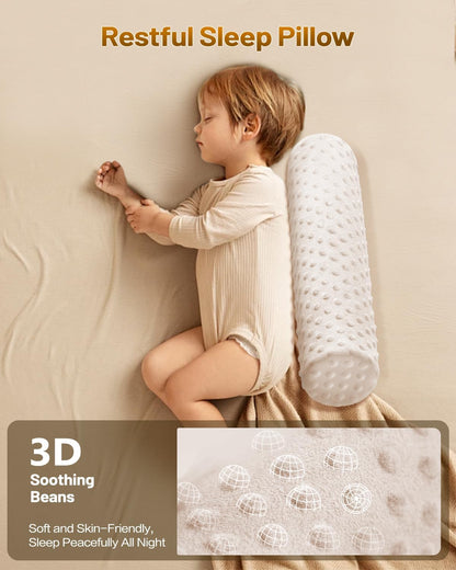 Memory Foam 4" Round Pillow, Cervical Neck Roll Pillow for Pain Relief