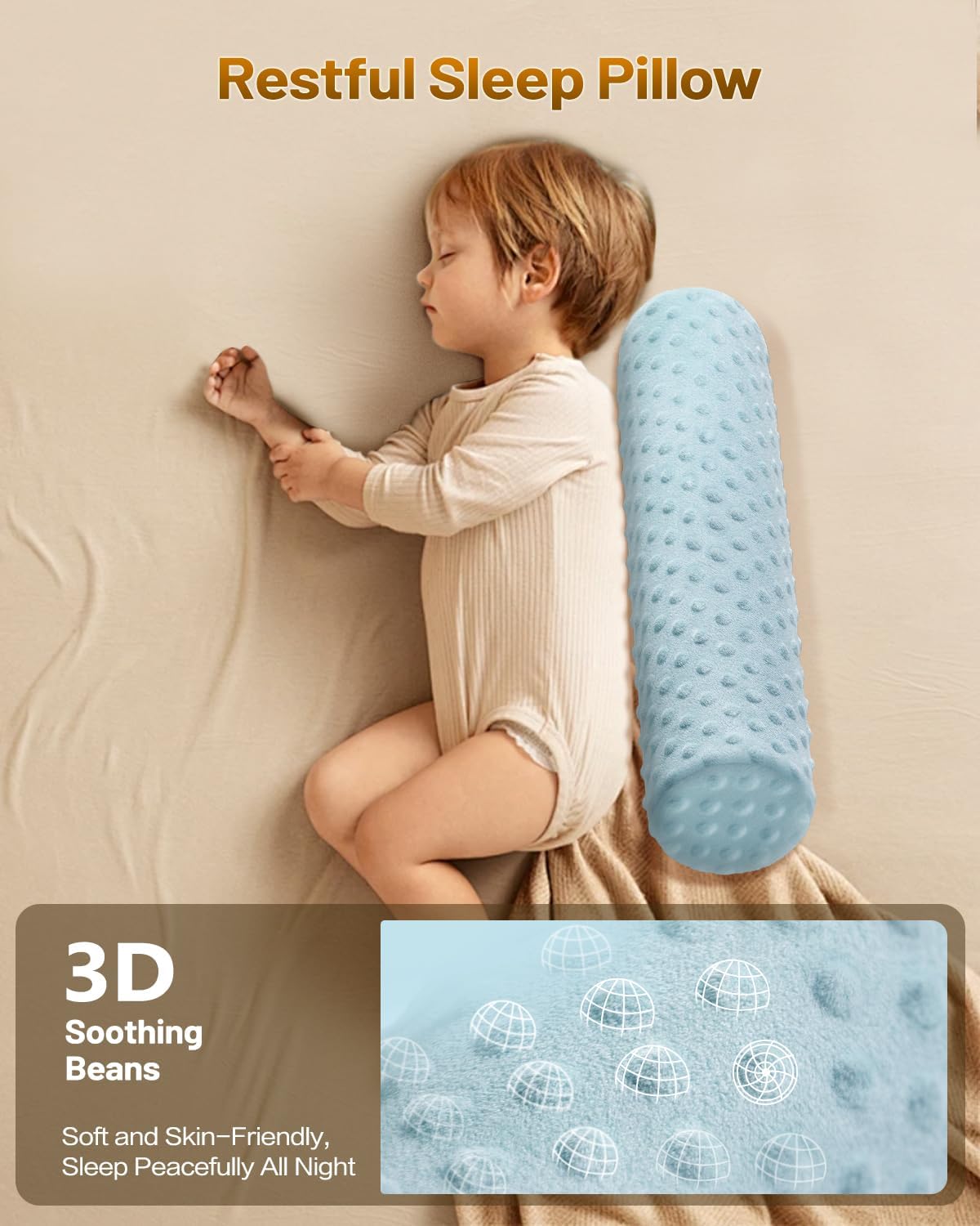 Memory Foam 4" Round Pillow, Cervical Neck Roll Pillow for Pain Relief