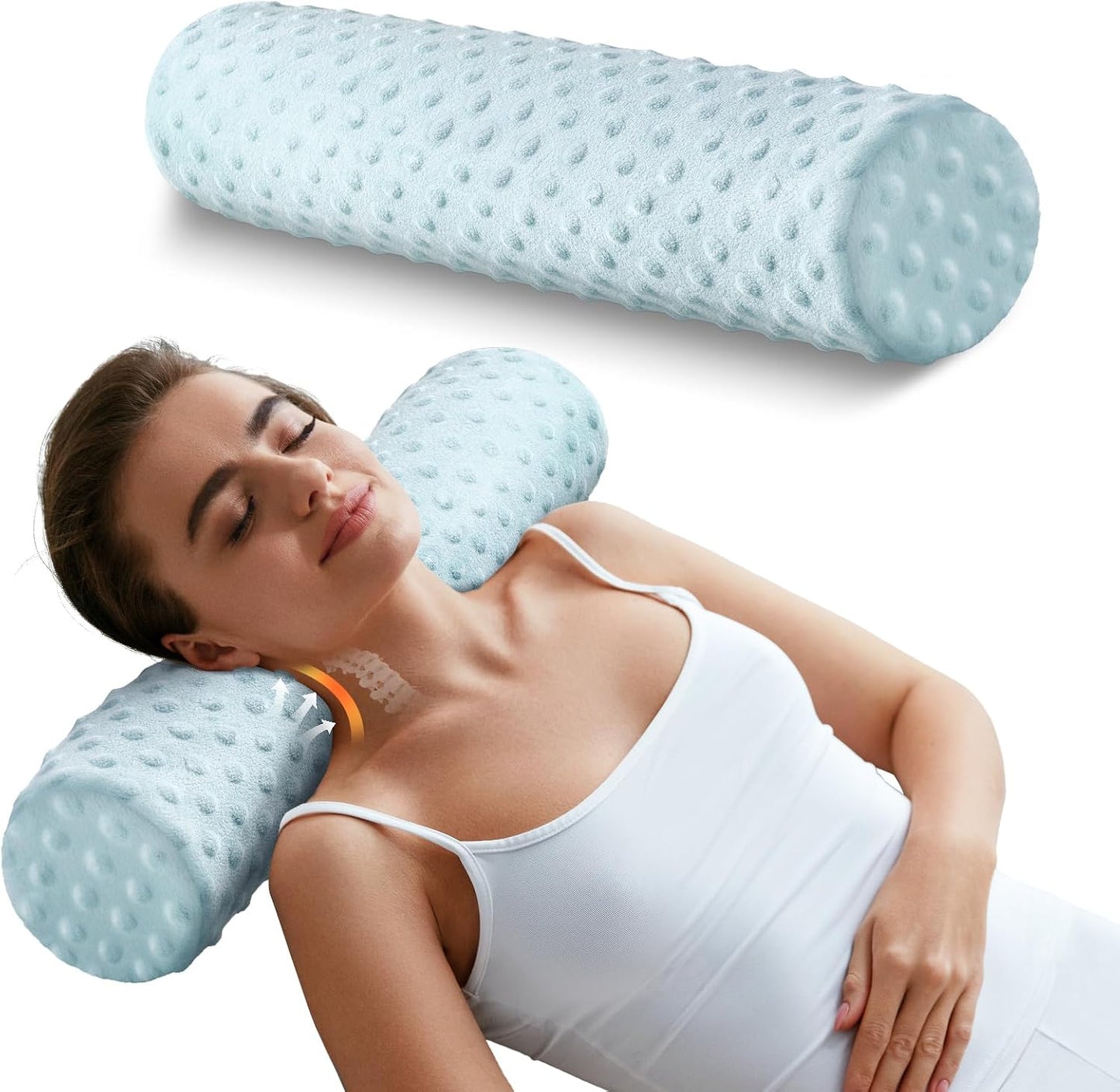 Memory Foam 4" Round Pillow, Cervical Neck Roll Pillow for Pain Relief