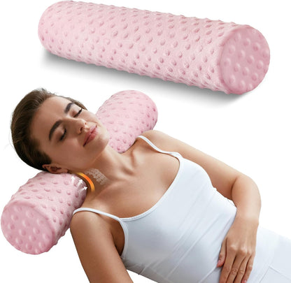 Memory Foam 4" Round Pillow, Cervical Neck Roll Pillow for Pain Relief