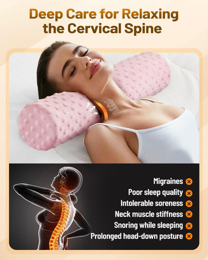 Memory Foam 4" Round Pillow, Cervical Neck Roll Pillow for Pain Relief