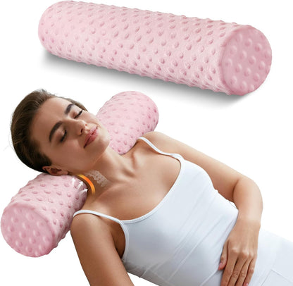 Memory Foam 4" Round Pillow, Cervical Neck Roll Pillow for Pain Relief