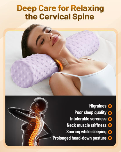 Memory Foam 4" Round Pillow, Cervical Neck Roll Pillow for Pain Relief