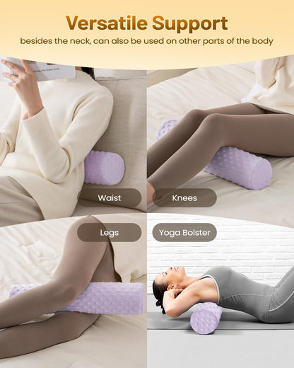 Memory Foam 4" Round Pillow, Cervical Neck Roll Pillow for Pain Relief