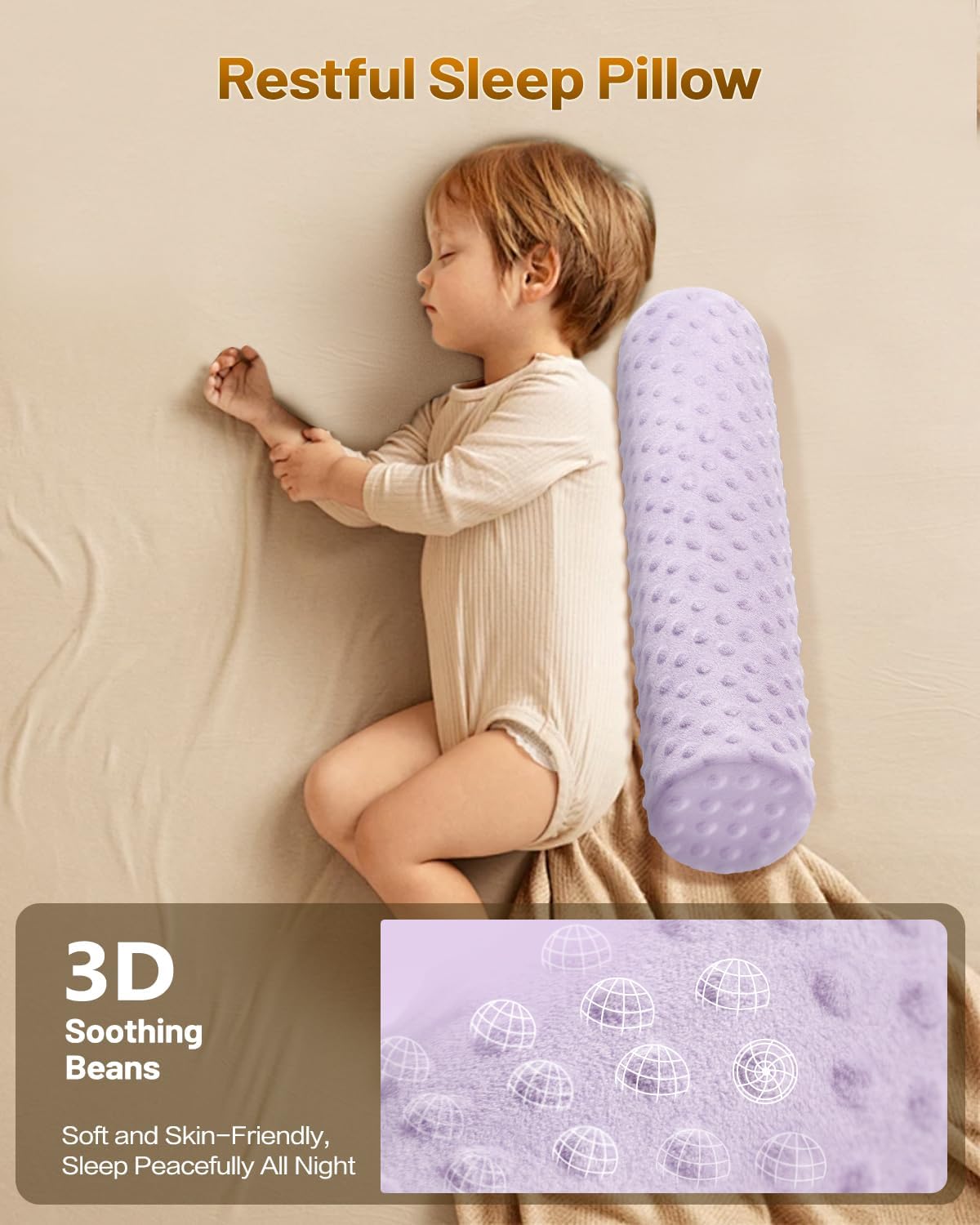 Memory Foam 4" Round Pillow, Cervical Neck Roll Pillow for Pain Relief