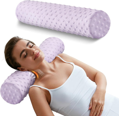 Memory Foam 4" Round Pillow, Cervical Neck Roll Pillow for Pain Relief