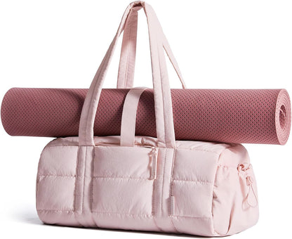 Reiki Gym Bag for Women Puffy Yoga Mat Travel Weekender Duffle Bag | Lint-Resistant Lining, Wet-Dry Pocket & Anti-Slip Mat Loop, Ultra-Light, Roomy for Workout Gear, Water Bottle, Travel, Sports