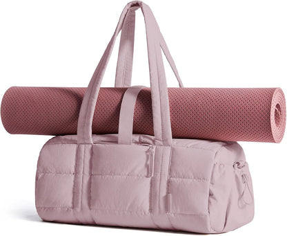 Reiki Gym Bag for Women Puffy Yoga Mat Travel Weekender Duffle Bag | Lint-Resistant Lining, Wet-Dry Pocket & Anti-Slip Mat Loop, Ultra-Light, Roomy for Workout Gear, Water Bottle, Travel, Sports