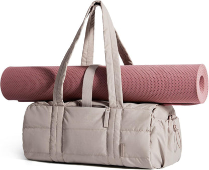 Reiki Gym Bag for Women Puffy Yoga Mat Travel Weekender Duffle Bag | Lint-Resistant Lining, Wet-Dry Pocket & Anti-Slip Mat Loop, Ultra-Light, Roomy for Workout Gear, Water Bottle, Travel, Sports