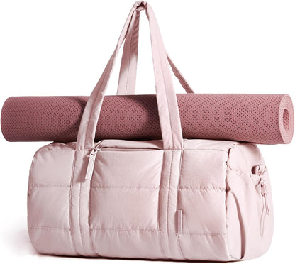 Reiki Gym Bag for Women Puffy Yoga Mat Travel Weekender Duffle Bag | Lint-Resistant Lining, Wet-Dry Pocket & Anti-Slip Mat Loop, Ultra-Light, Roomy for Workout Gear, Water Bottle, Travel, Sports