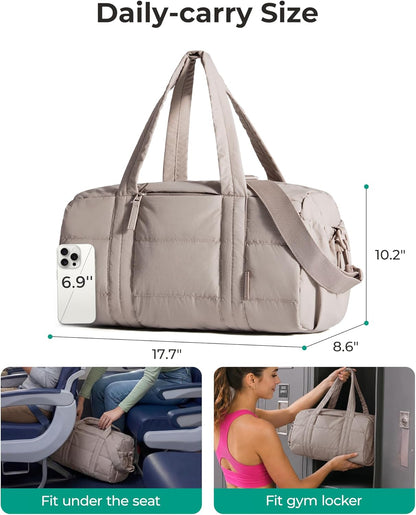 Reiki Gym Bag for Women Puffy Yoga Mat Travel Weekender Duffle Bag | Lint-Resistant Lining, Wet-Dry Pocket & Anti-Slip Mat Loop, Ultra-Light, Roomy for Workout Gear, Water Bottle, Travel, Sports