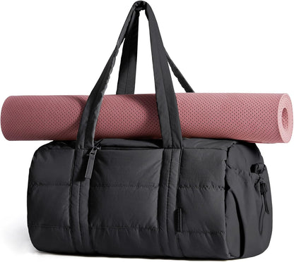 Reiki Gym Bag for Women Puffy Yoga Mat Travel Weekender Duffle Bag | Lint-Resistant Lining, Wet-Dry Pocket & Anti-Slip Mat Loop, Ultra-Light, Roomy for Workout Gear, Water Bottle, Travel, Sports