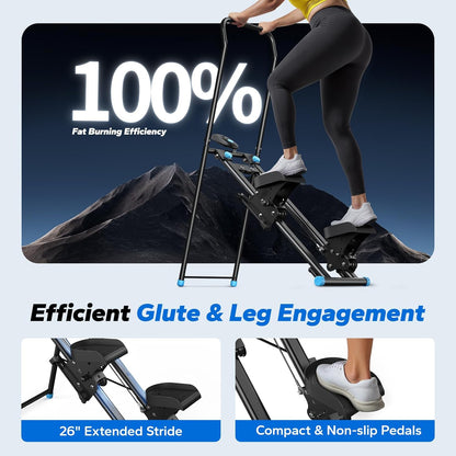MERACH Stair Stepper for Home Gym Exercise, New Version Stairmaster for Full-Body Workout, Compact Folding Stair Climber with Extended Step Range, Adjustable Handlebar/Pedal