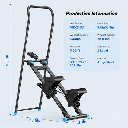 MERACH Stair Stepper for Home Gym Exercise, New Version Stairmaster for Full-Body Workout, Compact Folding Stair Climber with Extended Step Range, Adjustable Handlebar/Pedal