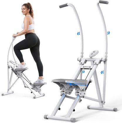 MERACH Stair Stepper for Home Gym Exercise, New Version Stairmaster for Full-Body Workout, Compact Folding Stair Climber with Extended Step Range, Adjustable Handlebar/Pedal