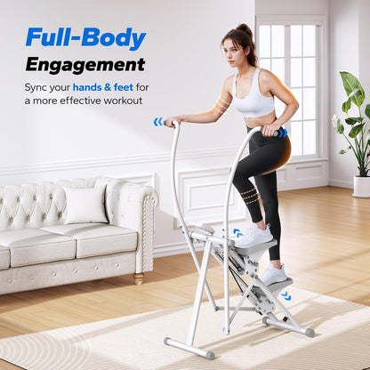 MERACH Stair Stepper for Home Gym Exercise, New Version Stairmaster for Full-Body Workout, Compact Folding Stair Climber with Extended Step Range, Adjustable Handlebar/Pedal