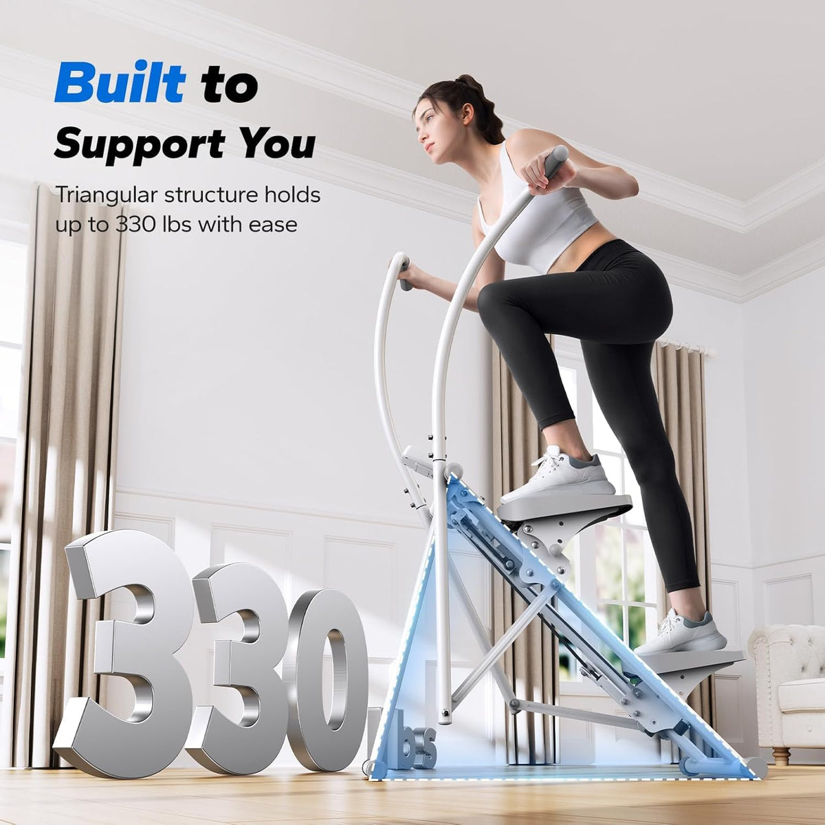 MERACH Stair Stepper for Home Gym Exercise, New Version Stairmaster for Full-Body Workout, Compact Folding Stair Climber with Extended Step Range, Adjustable Handlebar/Pedal