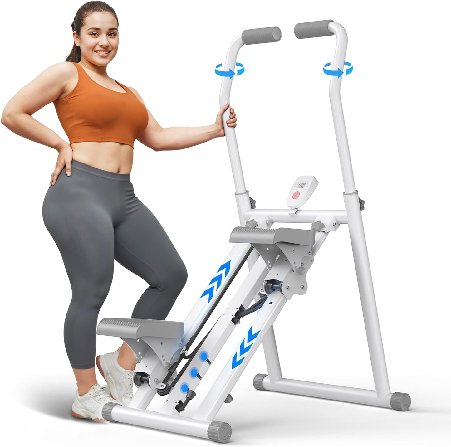 MERACH Stair Stepper for Home Gym Exercise, New Version Stairmaster for Full-Body Workout, Compact Folding Stair Climber with Extended Step Range, Adjustable Handlebar/Pedal