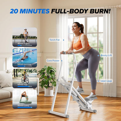 MERACH Stair Stepper for Home Gym Exercise, New Version Stairmaster for Full-Body Workout, Compact Folding Stair Climber with Extended Step Range, Adjustable Handlebar/Pedal
