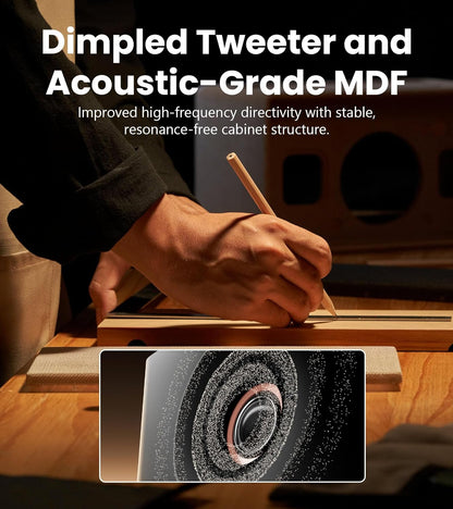 MR5 2.0 Studio Monitor Bookshelf Speakers, 110W(RMS), Hi-Res Audio, Bluetooth 6.0, 3-Way Active Design, Room Compensation, XLR/TRS/RCA Inputs, Compact Size for Home Studio & Music - Black