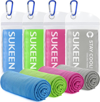 4 Pack Cooling Towels (40"x 12"), Cooling Neck Wraps, Soft Ice Towel
