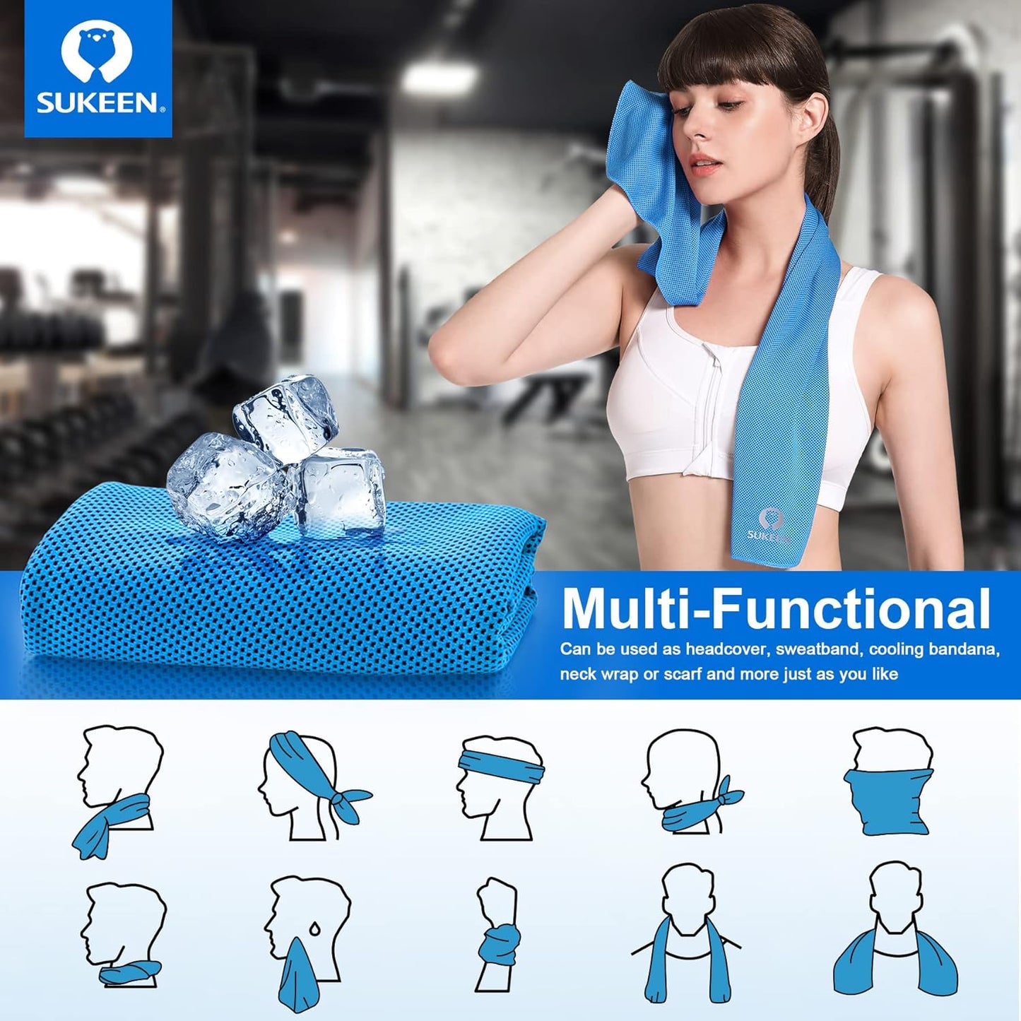 4 Pack Cooling Towels (40"x 12"), Cooling Neck Wraps, Soft Ice Towel