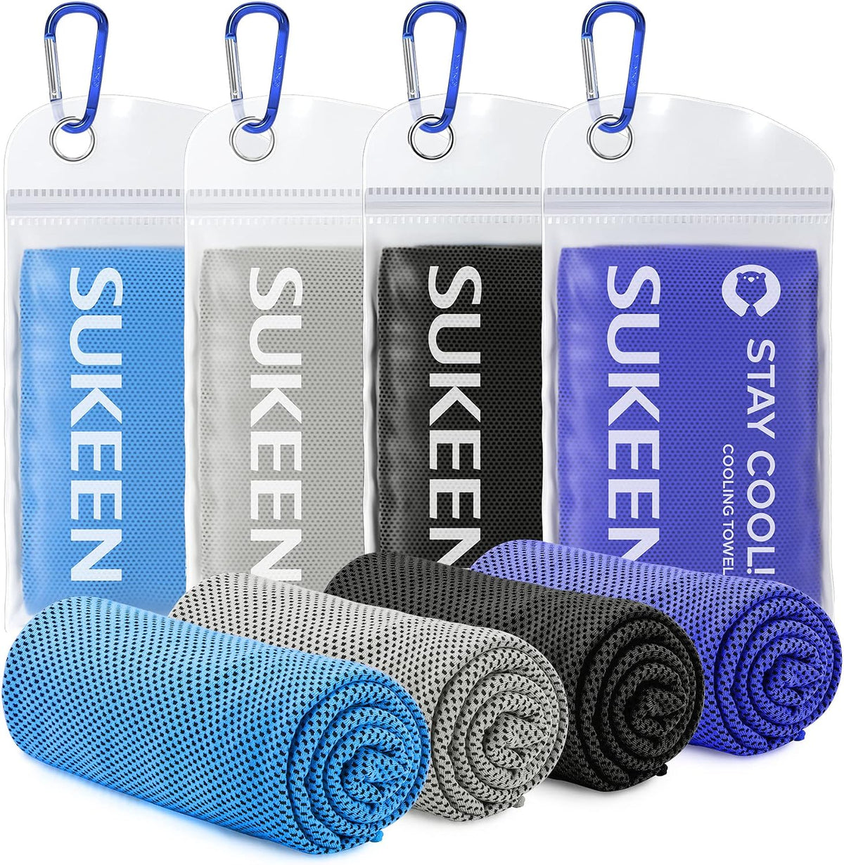 4 Pack Cooling Towels (40"x 12"), Cooling Neck Wraps, Soft Ice Towel