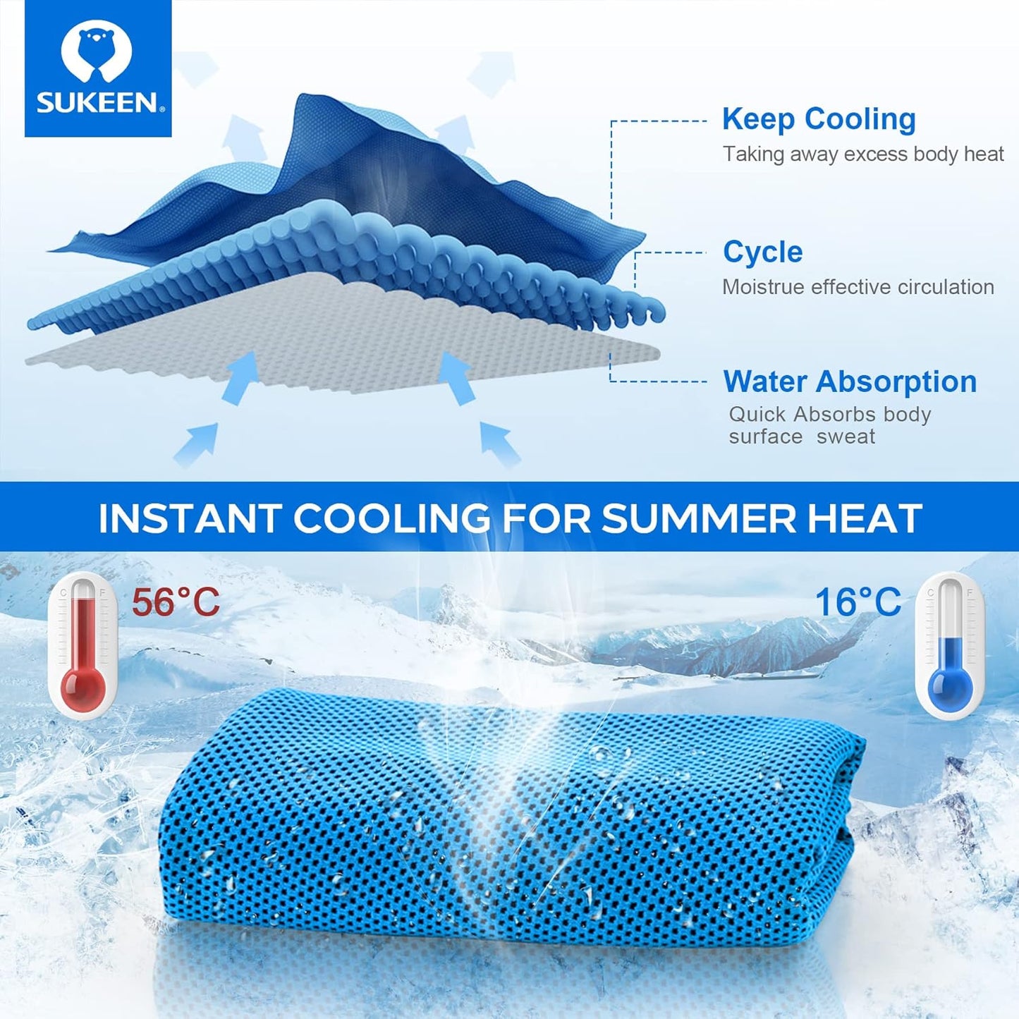 4 Pack Cooling Towels (40"x 12"), Cooling Neck Wraps, Soft Ice Towel