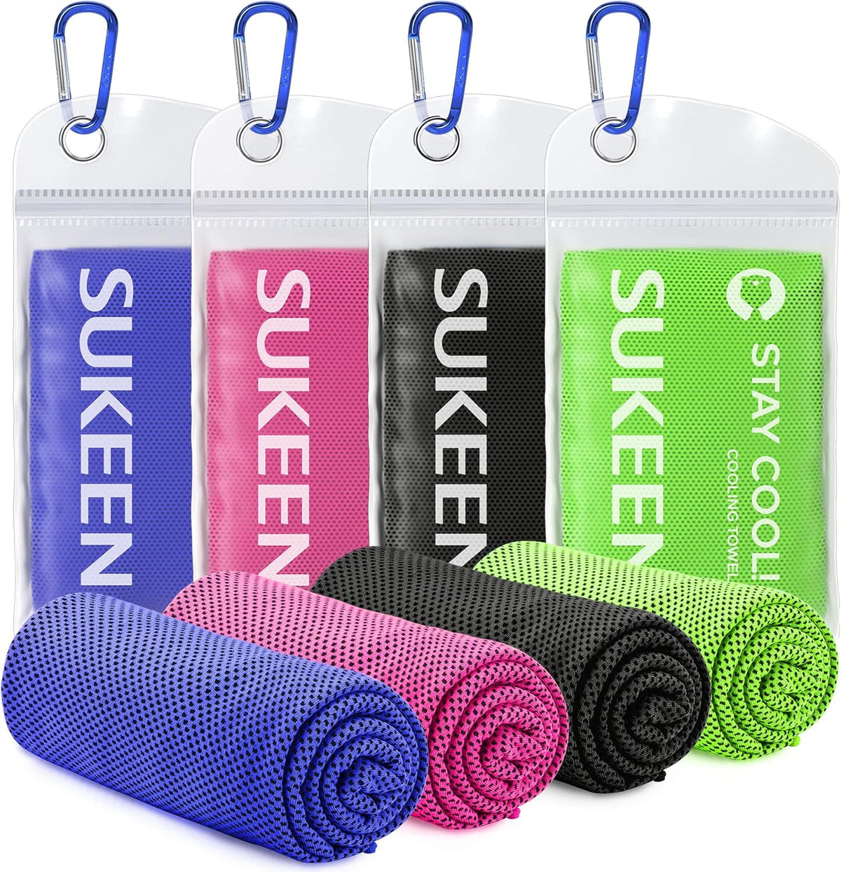 4 Pack Cooling Towels (40"x 12"), Cooling Neck Wraps, Soft Ice Towel