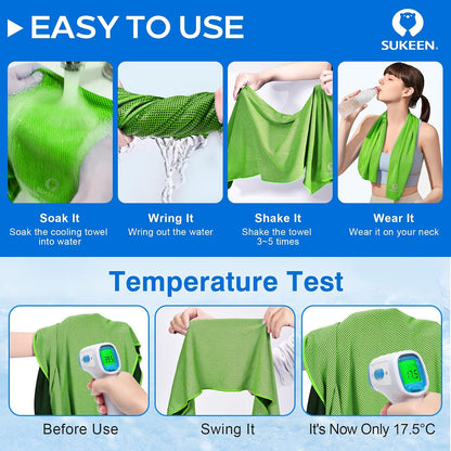 4 Pack Cooling Towels (40"x 12"), Cooling Neck Wraps, Soft Ice Towel