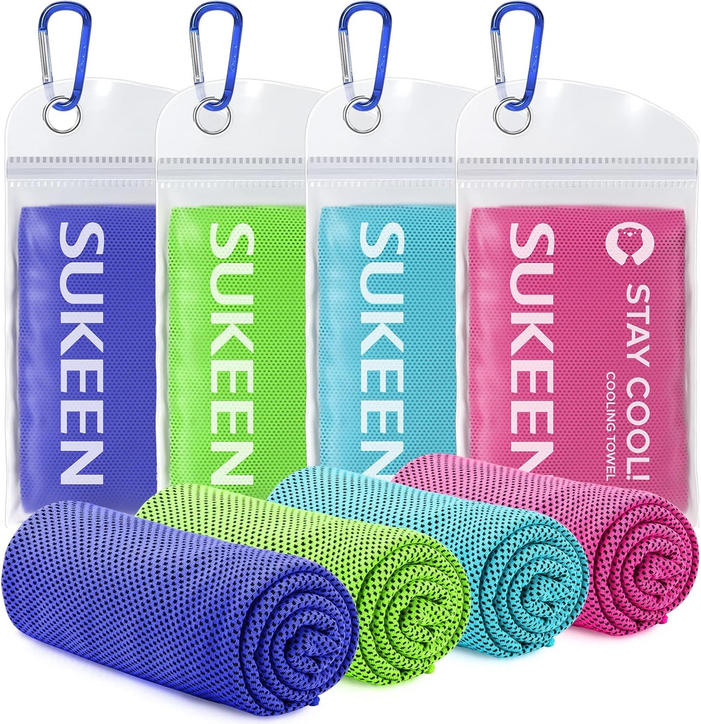 4 Pack Cooling Towels (40"x 12"), Cooling Neck Wraps, Soft Ice Towel